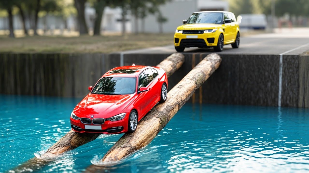 Cars vs Impossible Log Bridge Challenge #4 in BeamNG Drive!