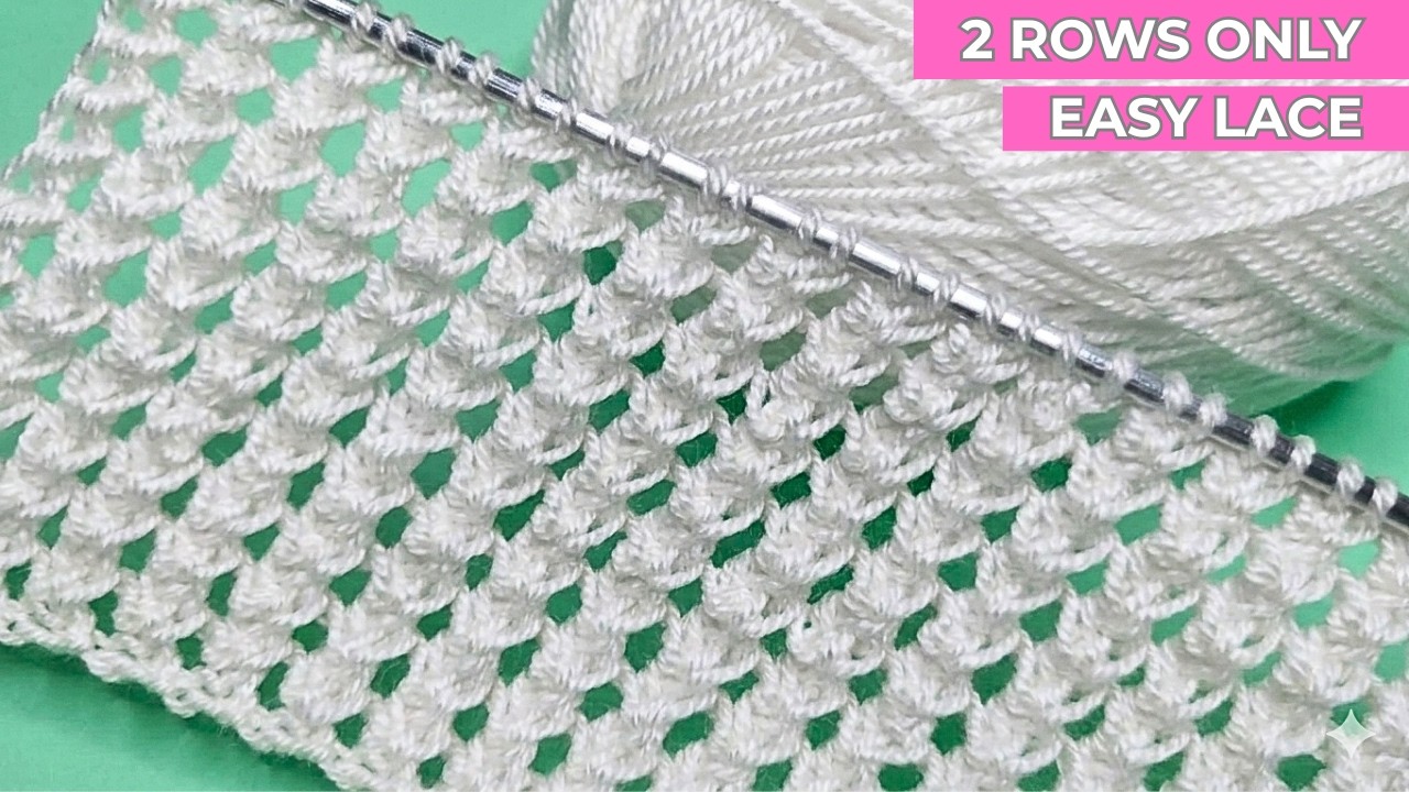 ✅Only 2 Rows! Easy Lace Knitting Pattern for Beginners! #knittingpattern  #tutorial