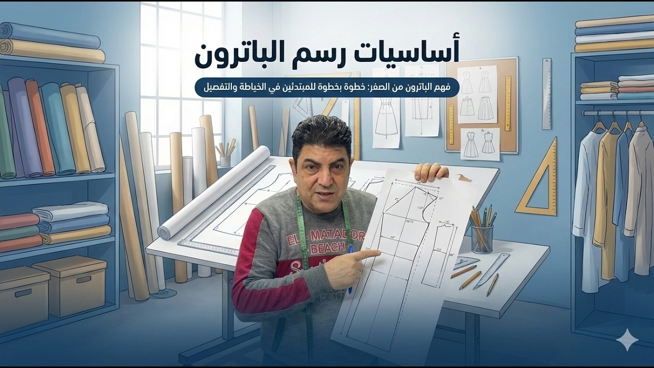 أساسيات رسم الباترون | فهم الباترون من الصفر خطوة بخطوة للمبتدئين في الخياطة والتفصيل