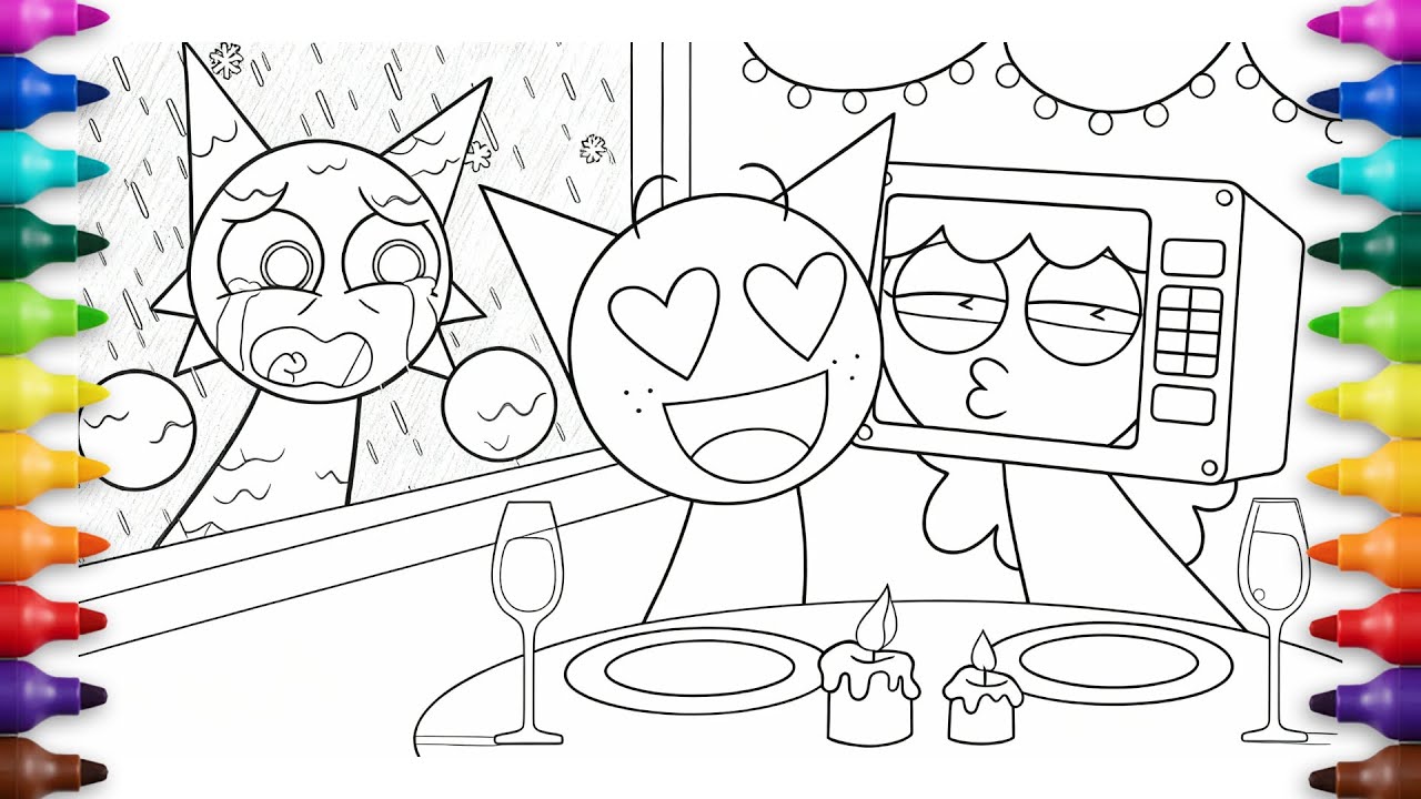 🎨💛 Sprunki Coloring Story | A Happy Party & Someone Outside | Cute Yet Emotional Art Process 🕯️✨