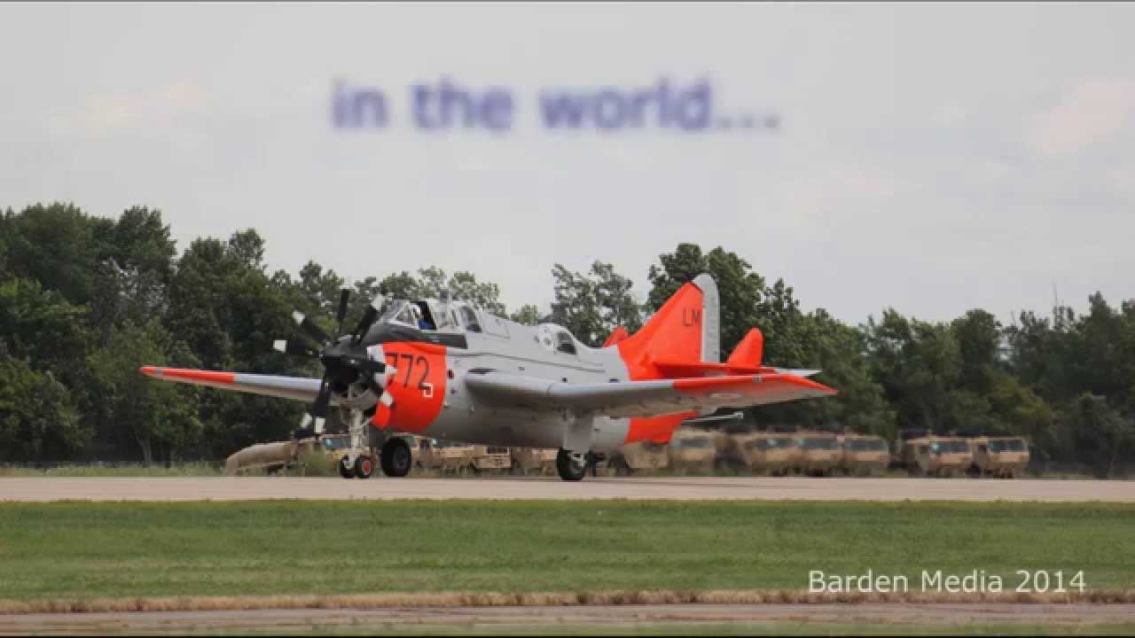 Fairey Gannet at EAA Airventure 2014 - start, wing unfold, taxi and takeoff