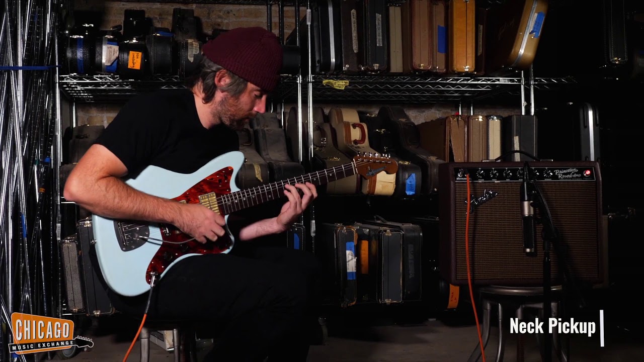 Waterslide Guitars Offset Sonic Blue-Mojo Dual Foil Pickups, Descendant Vibrato+StayTrem Bridge CME
