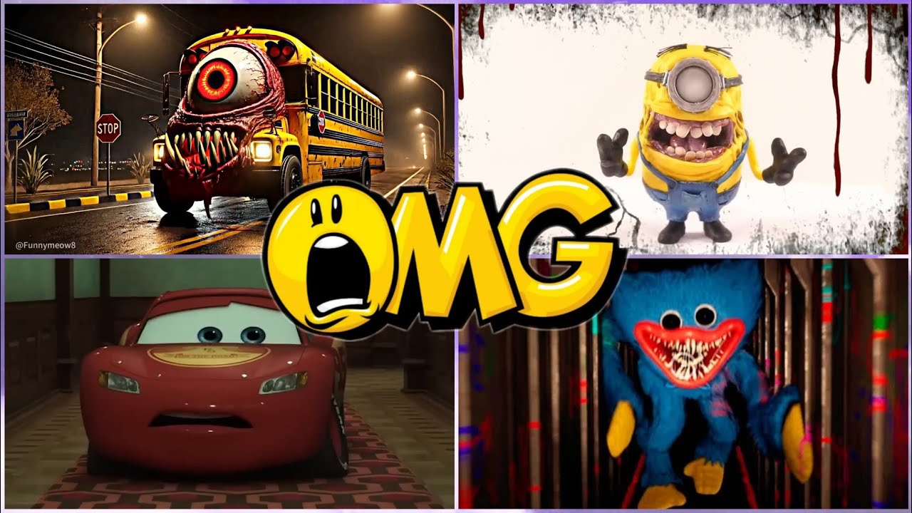 Sonic EXE 🆚 Huggy Wuggy 🆚 McQueen 🆚  Giant Monster Bus   coffin dance #part16