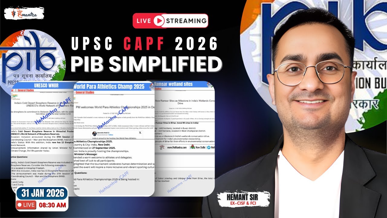 31 January 2026 I Daily Dispatch | Current Affairs for CAPF | HeMantra CAPF by Hemant Sir