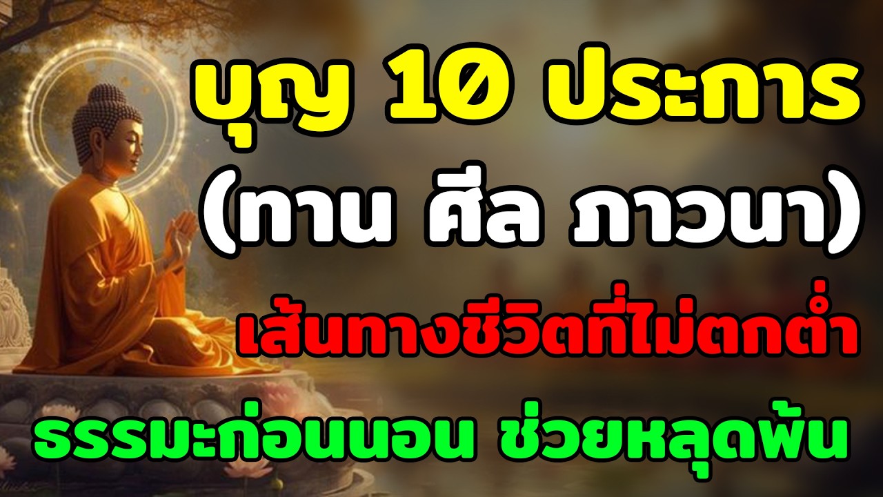 ธรรมะก่อนนอน: บุญ 10 ประการ เส้นทางชีวิตที่ไม่ตกต่ำ (ทาน ศีล ภาวนา) | ฟังยาวๆ ต่อเนื่อง