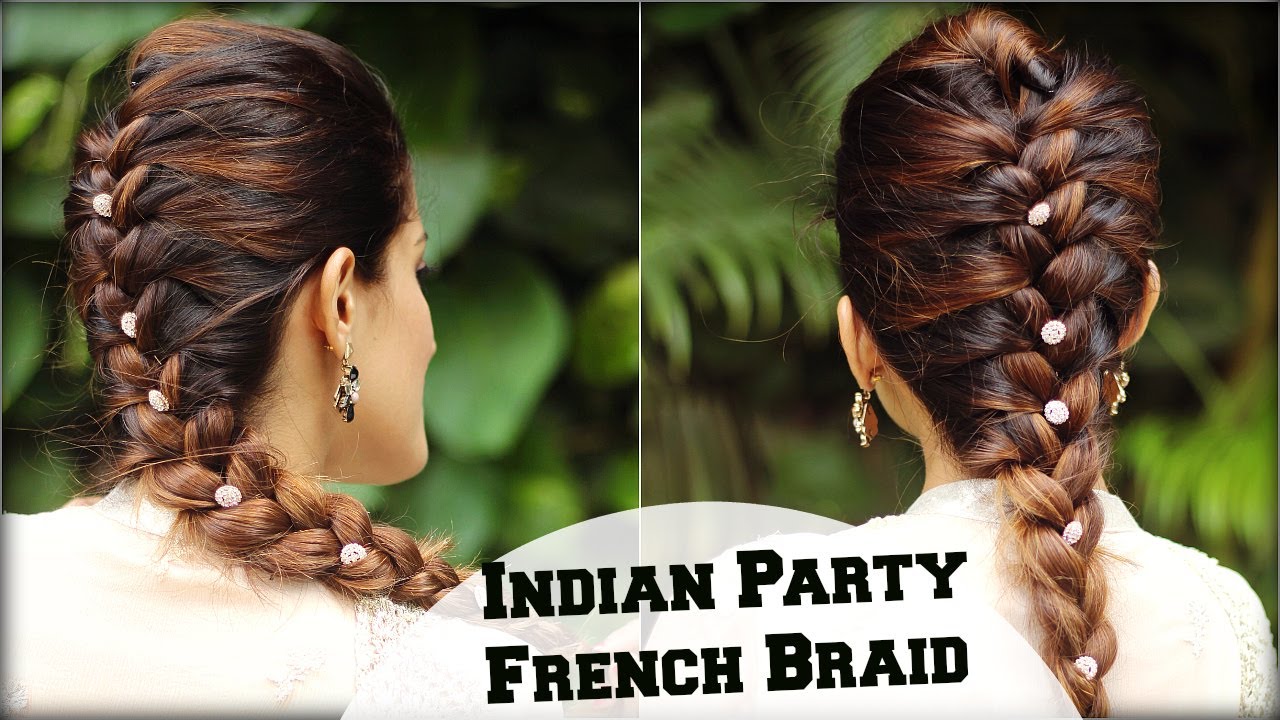 EASY French Braid Ponytail Hairstyle For Indian Wedding Occasion/ Indian Party Heatless Hairstyles