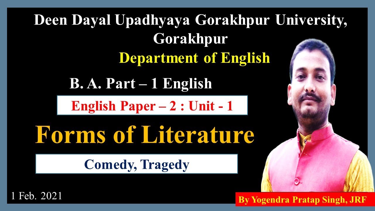 Tragedy and Comedy || BA Part - 1 English Paper - 2 Unit - 1 || (DDUGU)