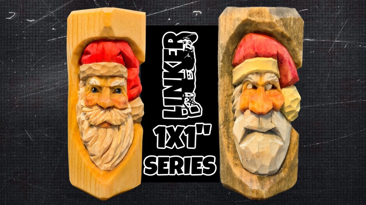 Carve Up a Little Santa Face in a block of Wood - Full Fun Hand Tool Tutorial (1x1series)