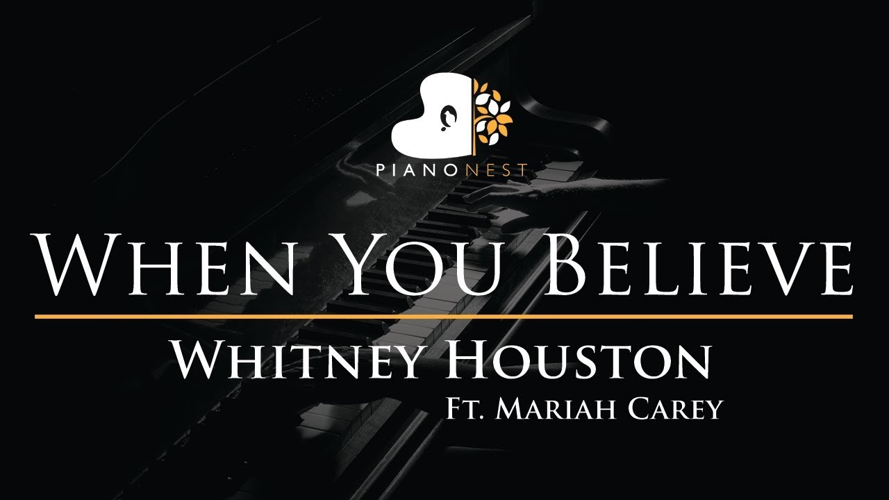 Whitney Houston Ft. Mariah Carey - When You Believe - Piano Karaoke / Sing Along Cover with Lyrics