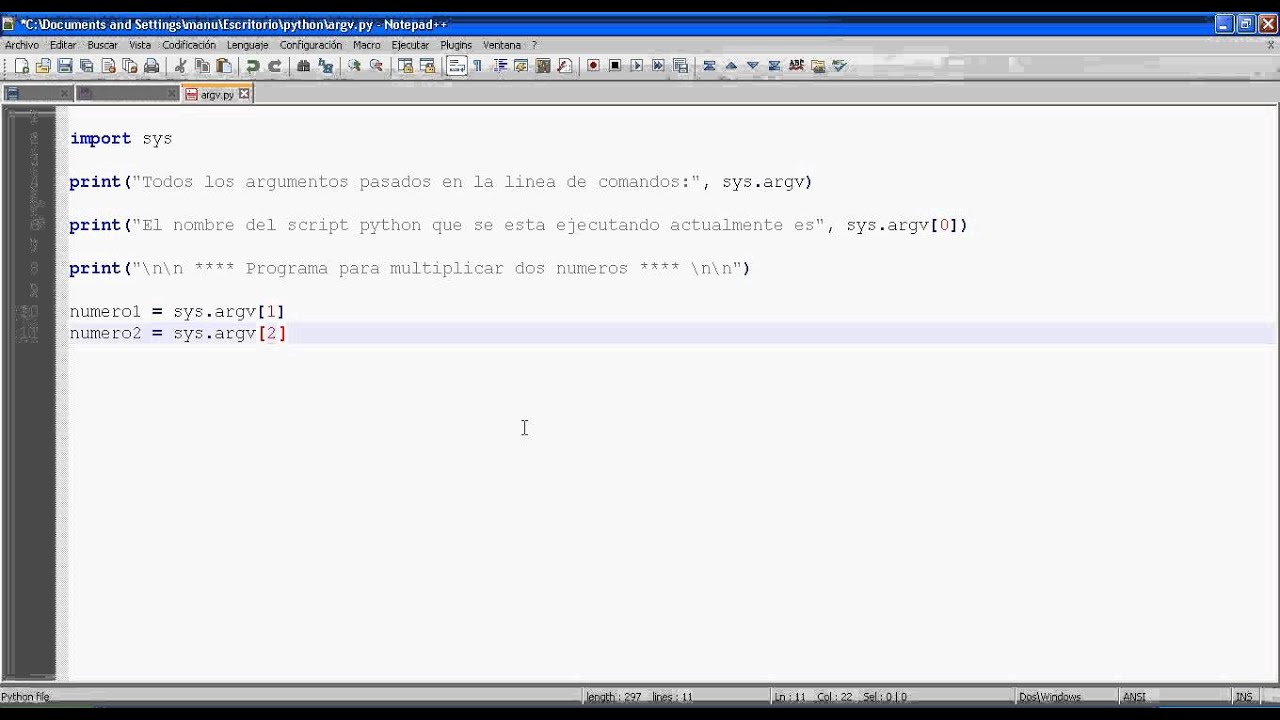 Tutorial de Python parte 12 - argv pasar argumentos en línea de comandos