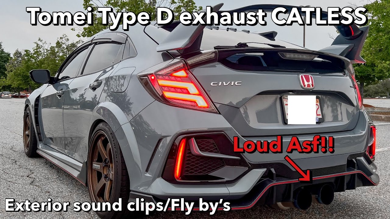 Tomei Type D exhaust CATLESS exhaust exterior sound clips of my FK8 | 2021 Honda Civic Type R
