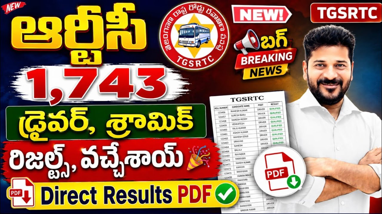 RTC Driver and Shramik Results Out: Final Results Released for 1,743 Driver and Shramik Posts