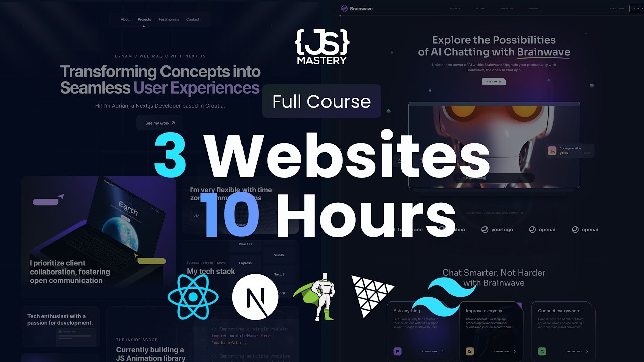 Build and Deploy 3 Modern UI/UX Websites and Get Hired as a Frontend Developer | Full 10-Hour Course