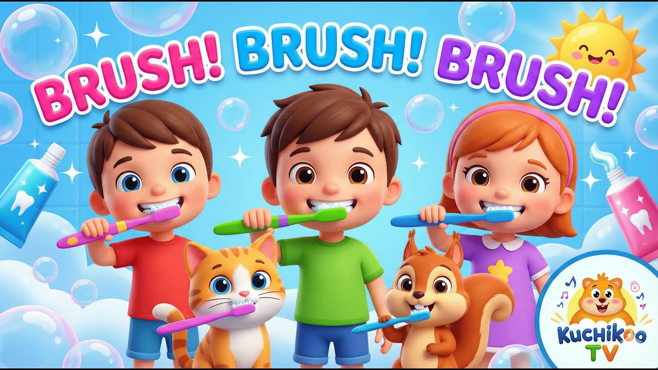 Brush! Brush! Brush! 🦷 Learn to Brush Teeth | 3D Rhymes for Babies & Toddlers | #viral #kidssong