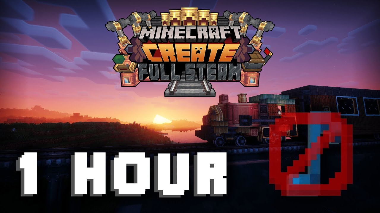 Minecraft Create - Relaxing 1 HOUR Train Ride + W/O Music 1440p