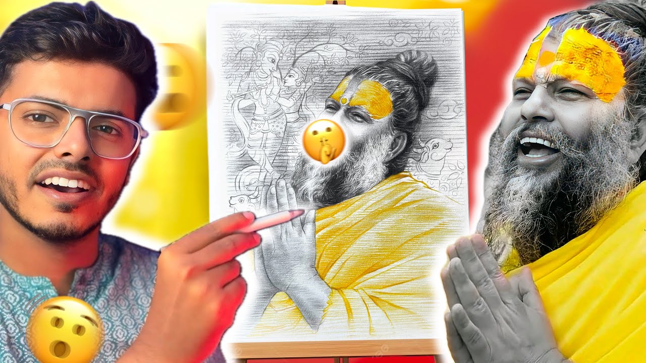 Premanand Ji Realistic Portrait Drawing Tutorial // Final Episode