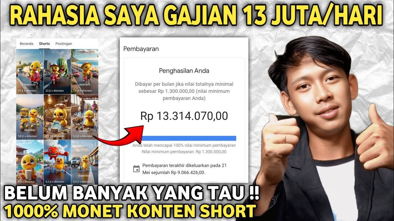 1000% Monet‼️Cara Bikin Konten YouTube Gajian 13 juta/hari dari Shorts