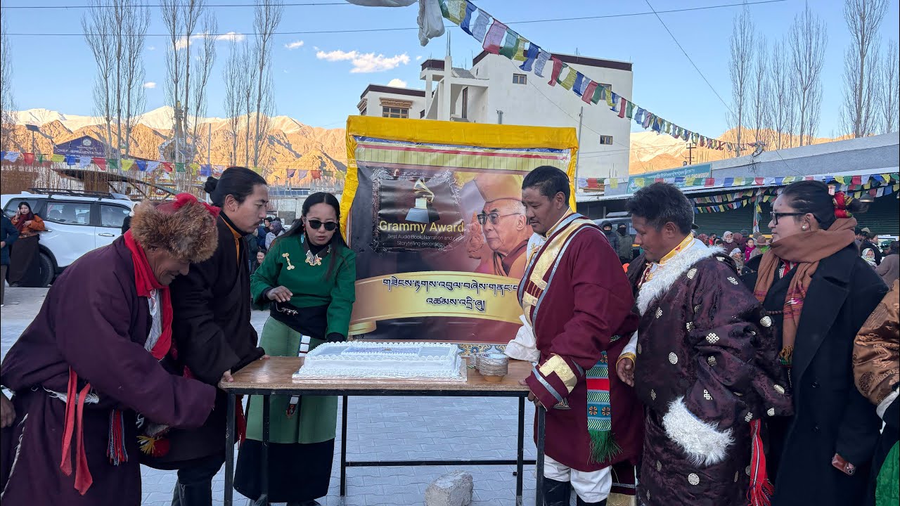 Sonamling Tibetan celebrates the conferment of Grammy award to His Holiness on Lhakar #grammyaward 