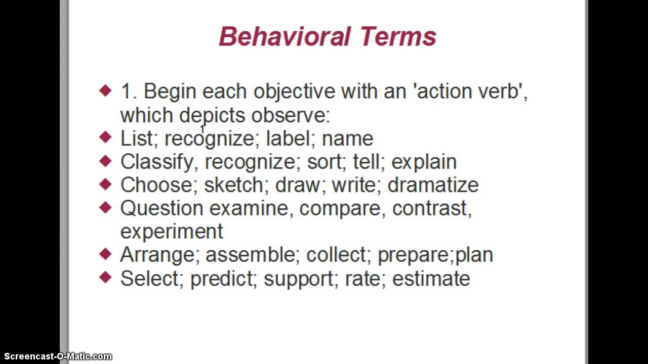 Behavioral Objectives