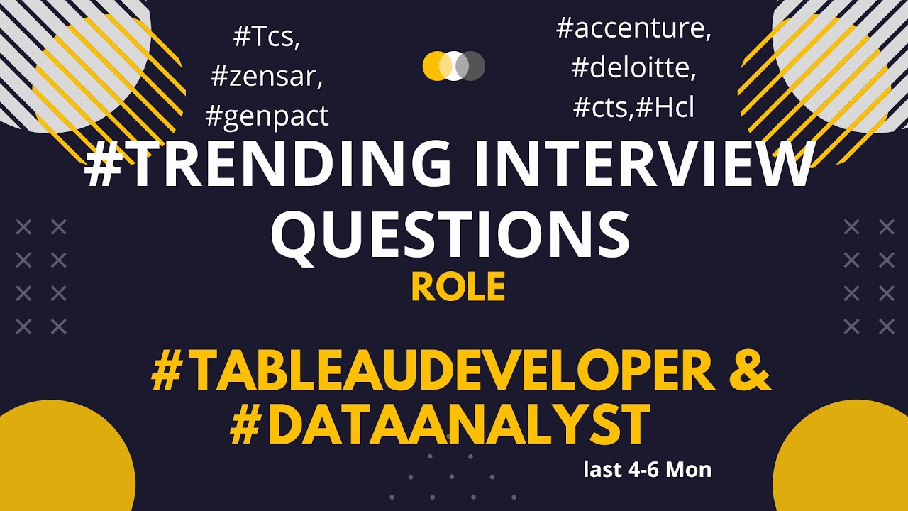 Data Science | Data Analyst| Trending Interview Questions with Ans |Tableau