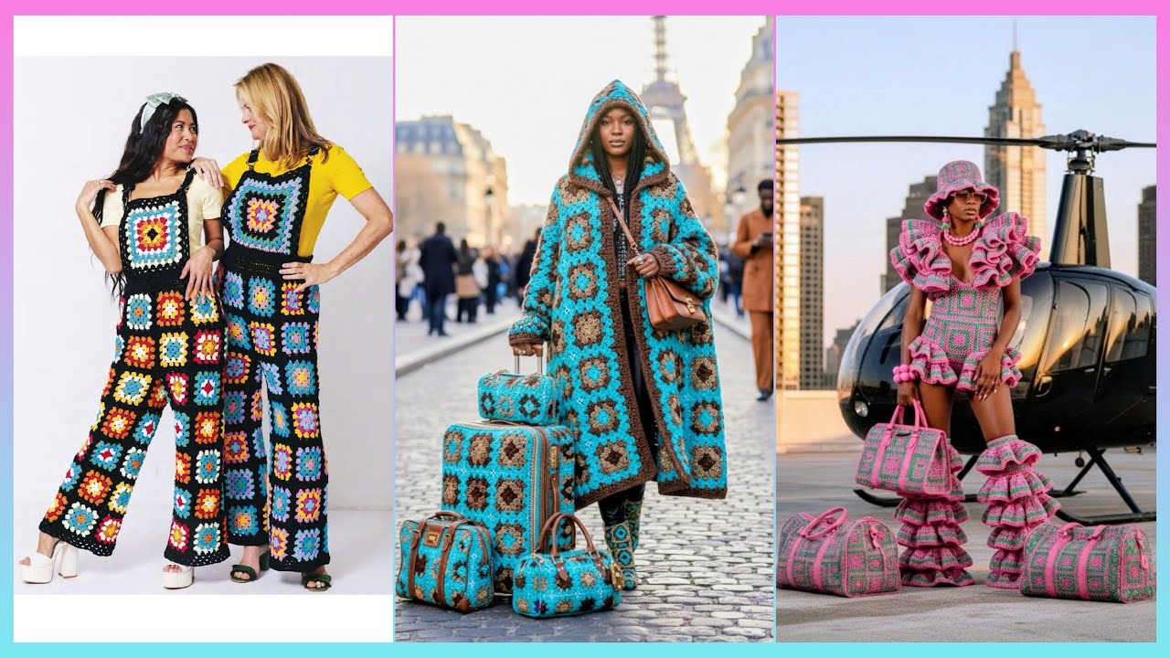 Кардиган из двух частей, связанный крючком по мотивам бабушкиных квадратов | Вязаная крючком курт...