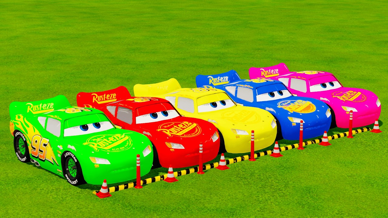 TRANSPORTING MCQUEEN DEPARTAMENT ALL COLOR CAR WITH MAN TRUCK