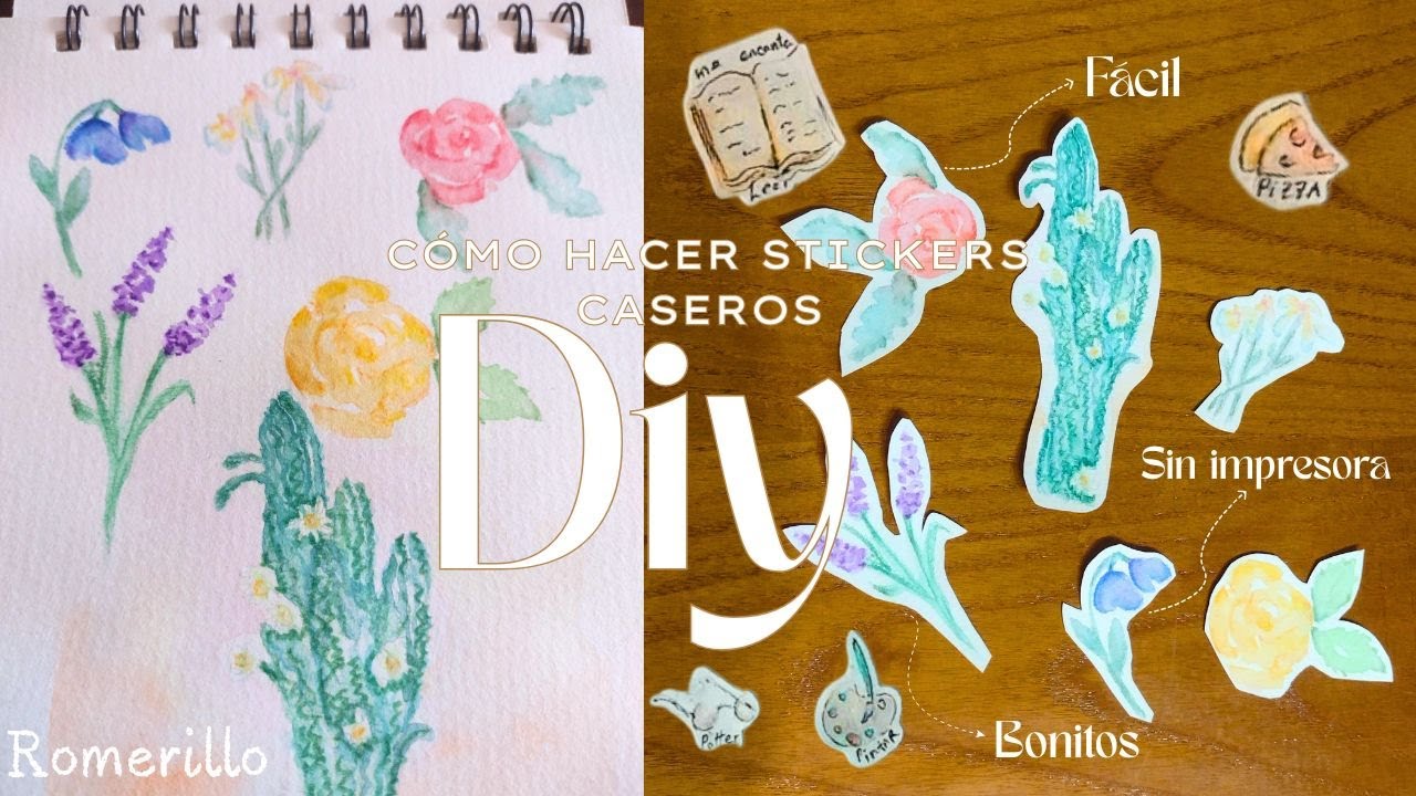 Como hago mis stickers caseros sin impresora Fácil y Rápido🖌️✂️DIY✨ Pegatinas para hacer Journaling