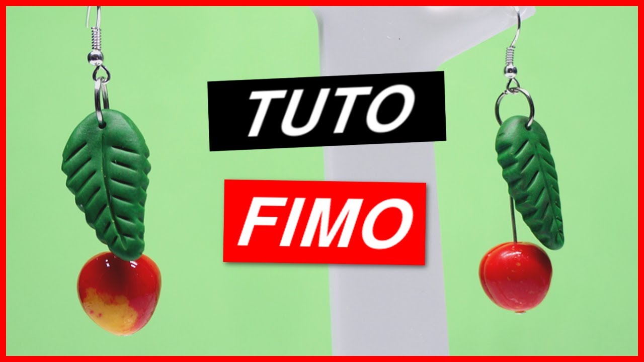 Boucles Doreilles Fimo - Tuto cerise bicolore - Faire des boucles d'oreilles en pâte Fimo