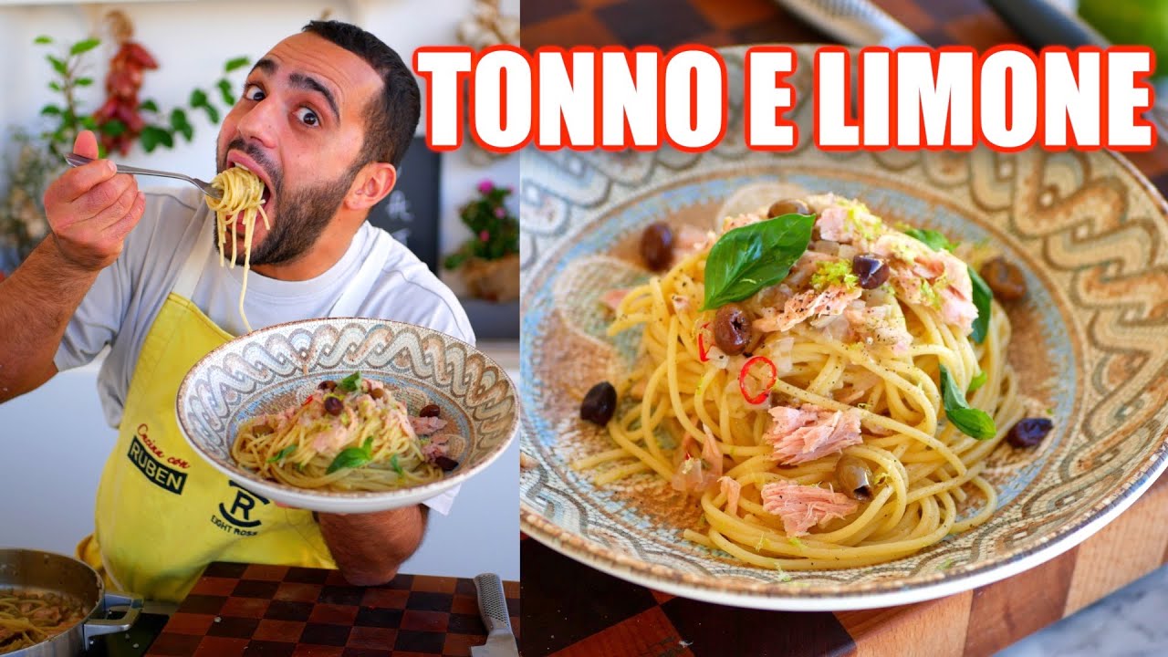Spaghetti TONNO e LIMONE con olive taggiasche, peperoncino e basilico🍋😋