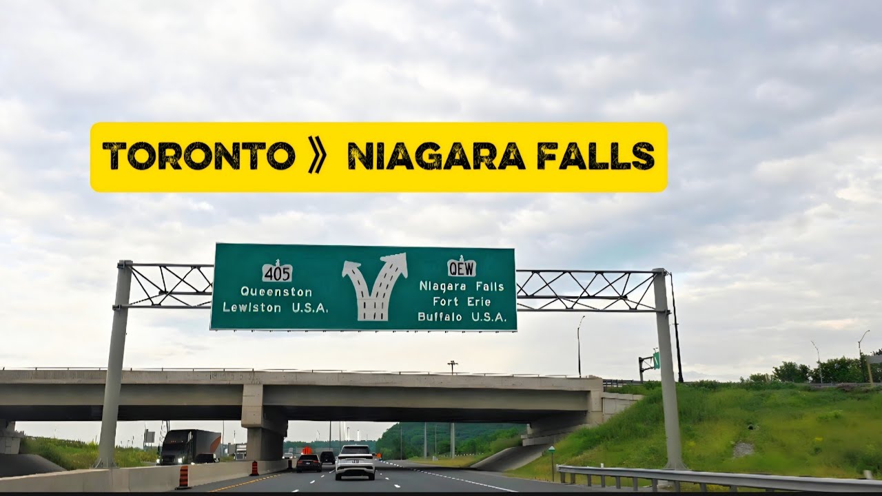 Explore Canada 🇨🇦 | A Drive from Toronto to Niagara Falls | Hwy 401 》QEW Hwy 》Niagara Falls Downtown