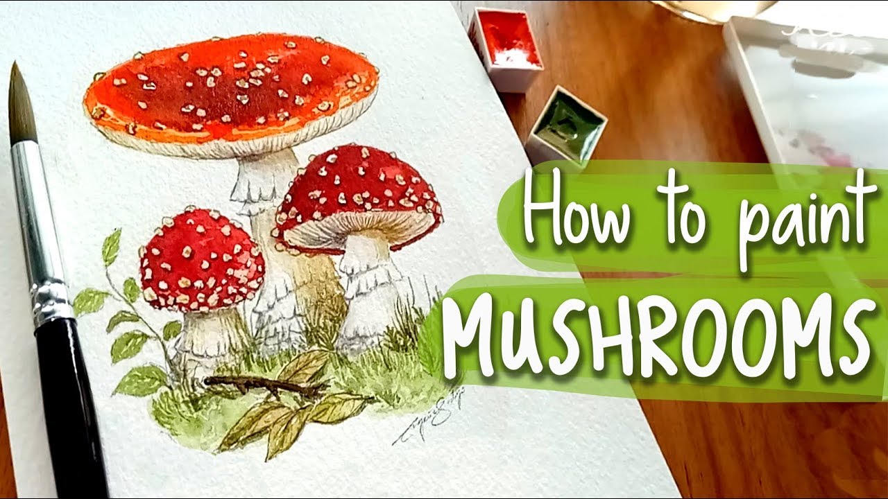 How to paint mushrooms with watercolors