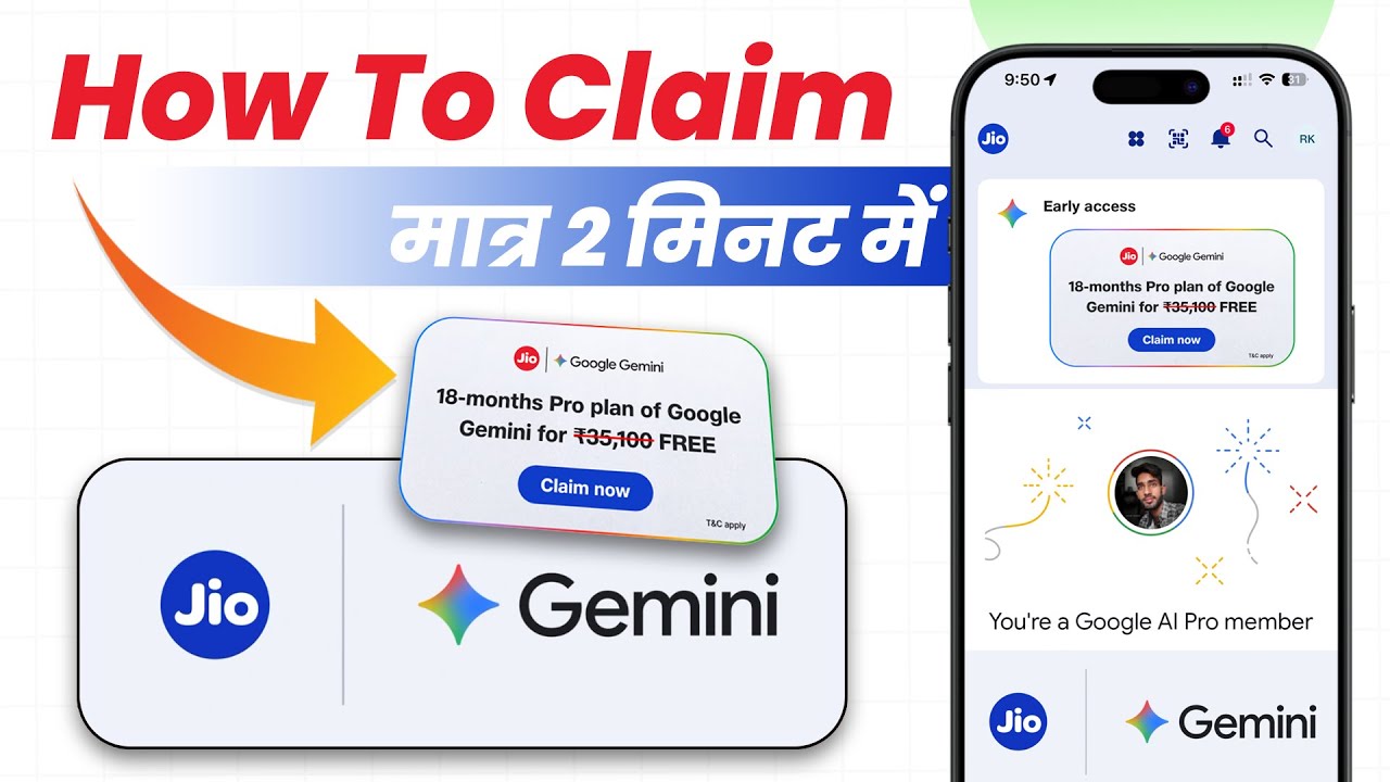 How to Claim Jio Google Gemini Offer for FREE (18 Months Pro Plan)