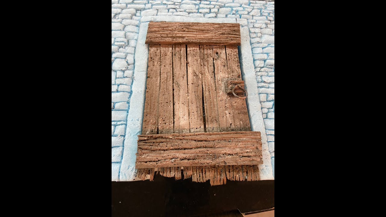 Tutorial presepe - portone in polistirene effetto legno