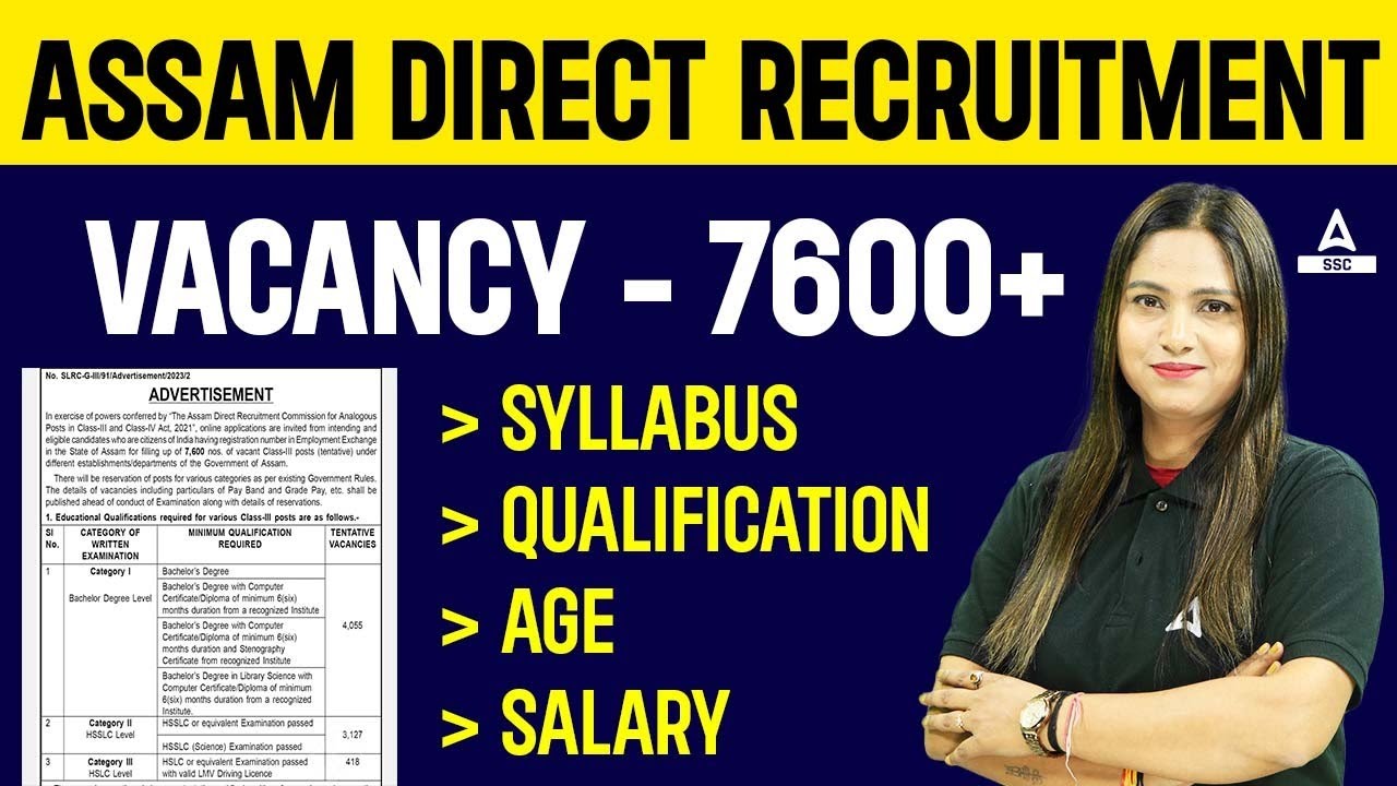 Assam Direct Recruitment 2023 | ADRE Syllabus, Qualification, Age, Salary | Assam Govt Jobs 2023