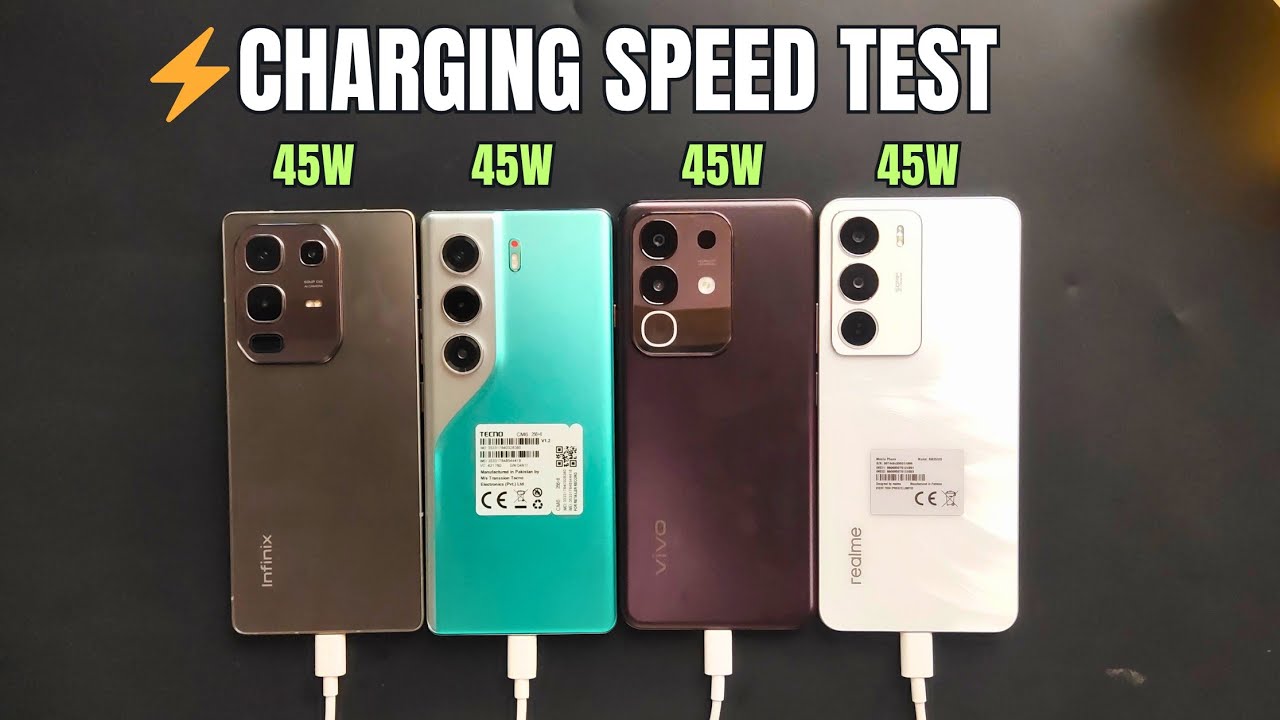 Charging Speed Test Infinix Note 50 vs Tecno Camon 40 Pro vs Vivo Y29 vs Realme C71 | 45W | 🔥🚀⚡ |