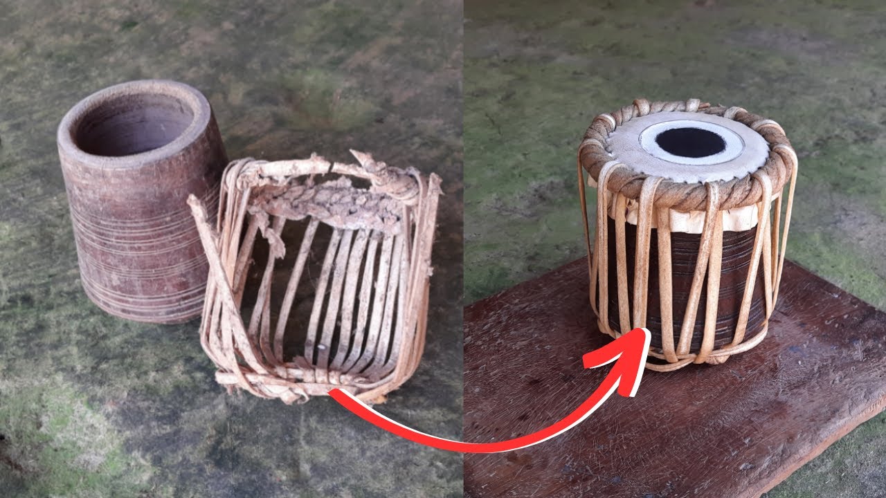Amazing Making Process Wooden Dholak / Dhol By Old Talented Man. Tabla Making Process.
