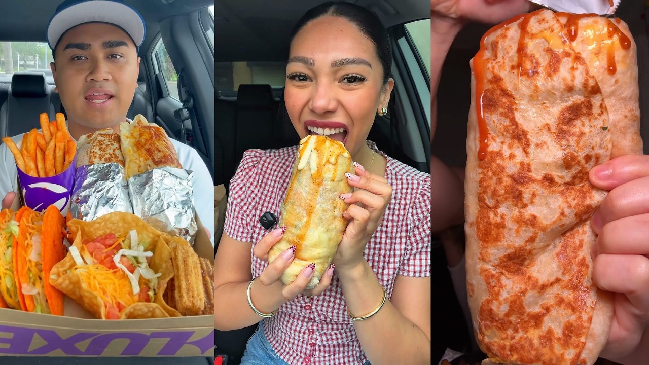 TIKTOK Mukbang Compilation | Taco Bell, Chipotle, Wingstop, Dave's Hot Chicken & More!