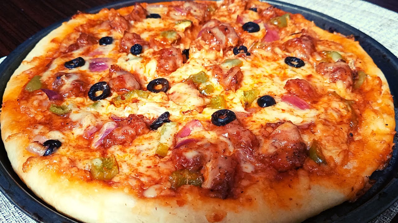 Chicken Manchurian Pizza Recipe Without Oven By At home cooking Fantasy