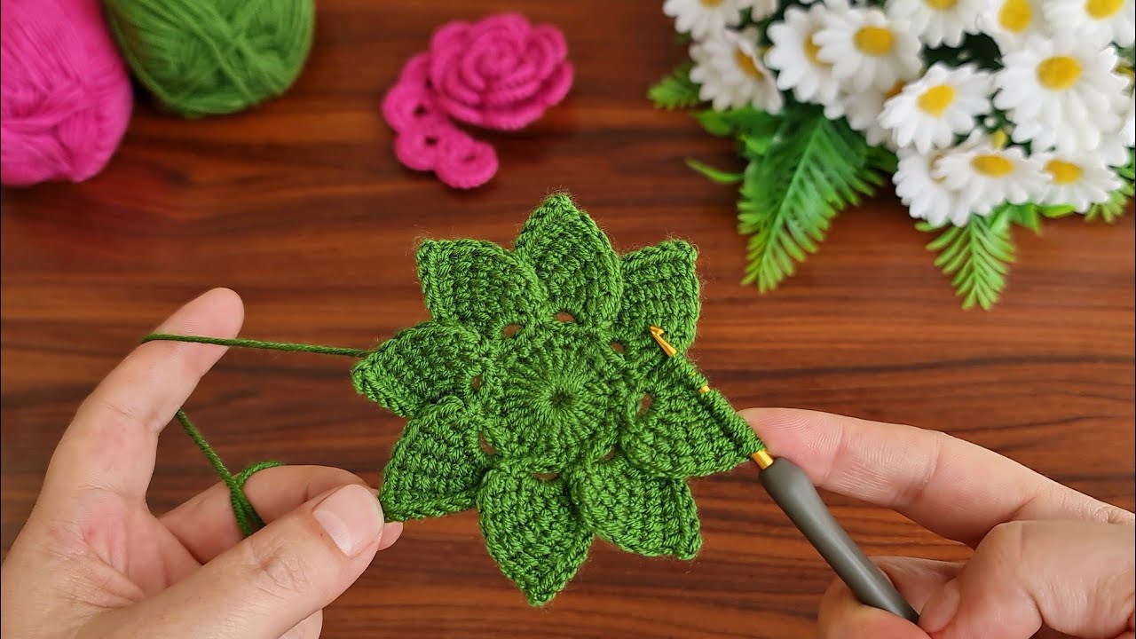 3D Super!. Crochet Flower 🌺 Very easy crochet rose flower making for beginners. Tunisian Crochet