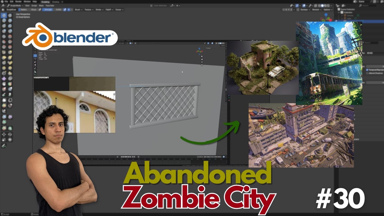 (Day 30) Blender 3D: Abandoned Zombie City - Changing the assets for interiors