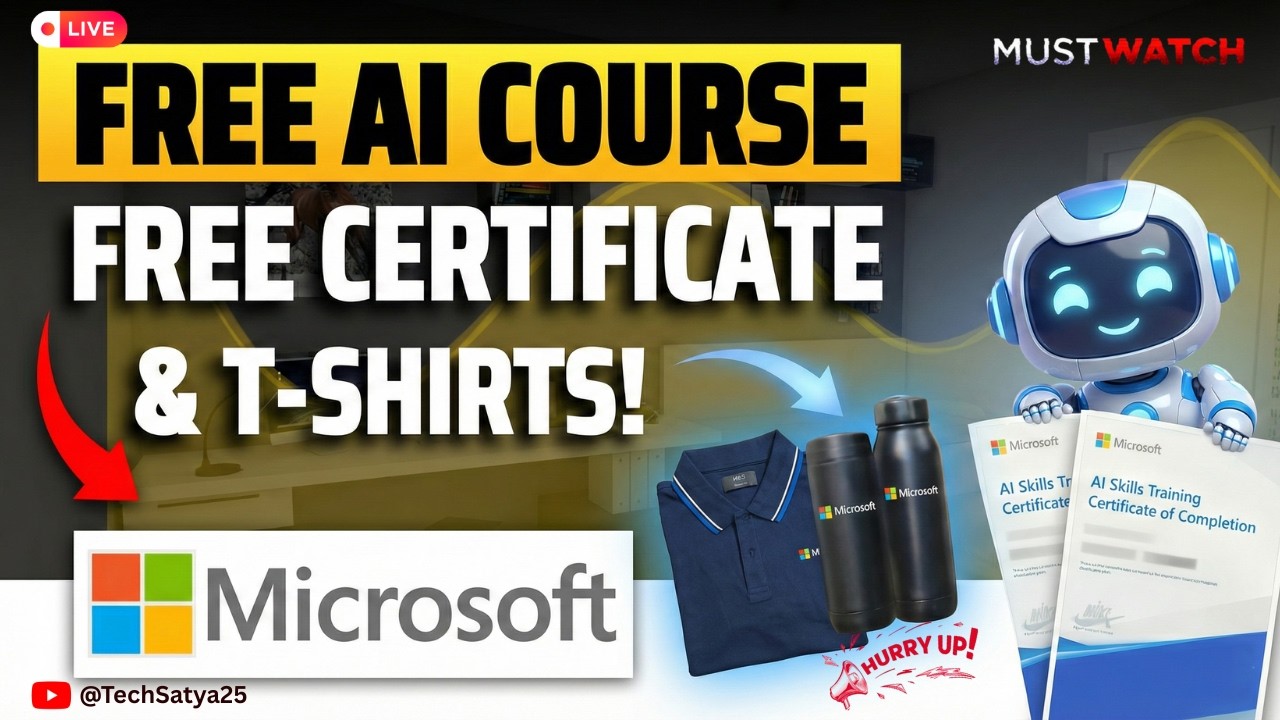 FREE Microsoft AI Courses 2026 | Get FREE Certificate + Branded T-Shirt | AI Skills Yatra
