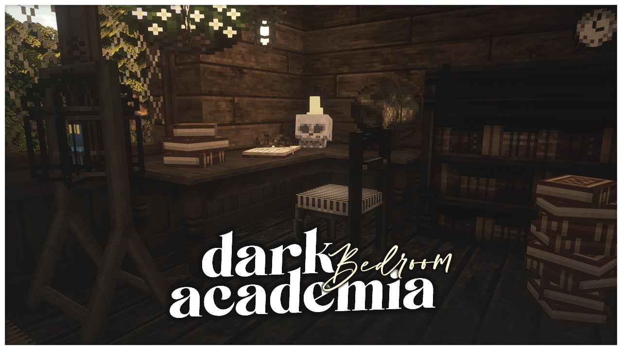 🖤📚 𝑫𝒂𝒓𝒌 𝑨𝒄𝒂𝒅𝒆𝒎𝒊𝒂 𝑩𝒆𝒅𝒓𝒐𝒐𝒎 𝑻𝒐𝒖𝒓 - Cocricot Mod / Texture Pack┊Aesthetic Minecraft