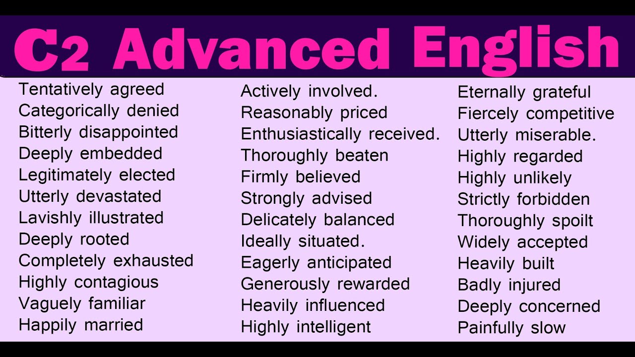 101 Advanced Adverb Collocations | C2 Level English for IELTS | TOFEL | PTE