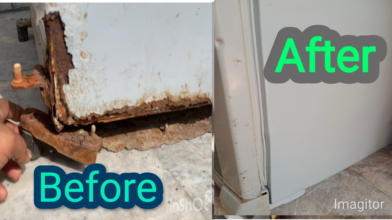 fridge repairing (body denting,Painting) full detail #refrigerator#rustedfridgerepair#fridgedenting