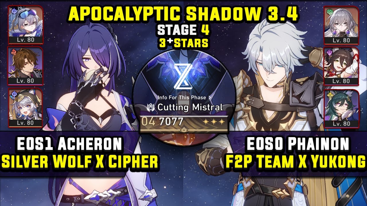 E0 Acheron Carry & E0 Phainon F2P Carry (3 Stars) Apocalyptic Shadow 4 Honkai Star Rail 3.4