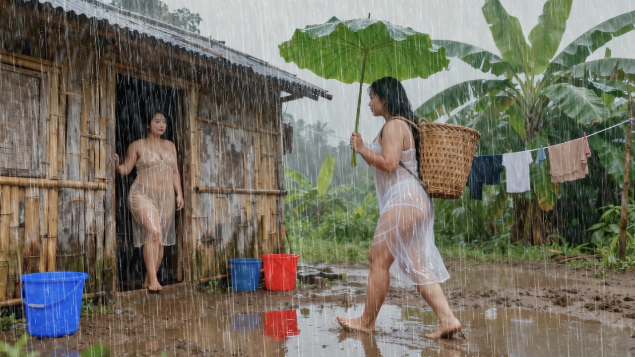 ТЫ МОЖЕШЬ В ЭТОМ СПАТЬ? 🌧️ Сильный дождь и молния в тихой индонезийской деревне⚡|Преодоление бессон