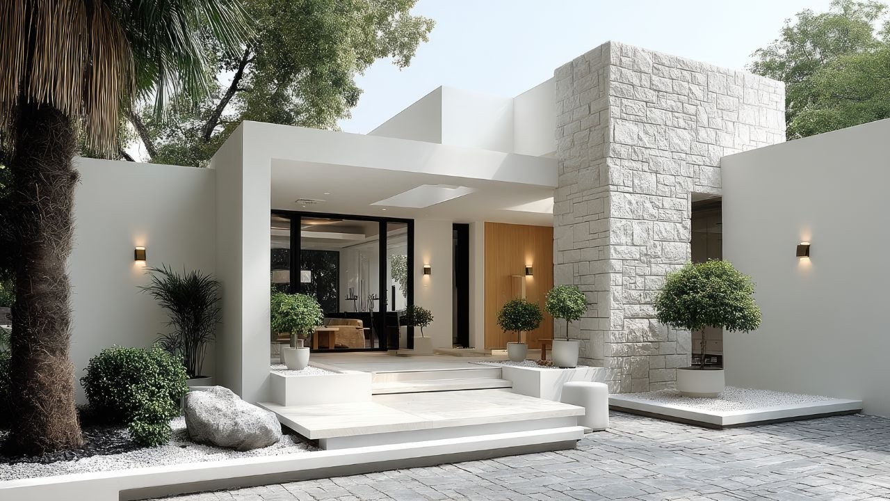 Timeless Modern Minimalist Retreat | Architectural Harmony in Soft Neutrals and Natural Stone