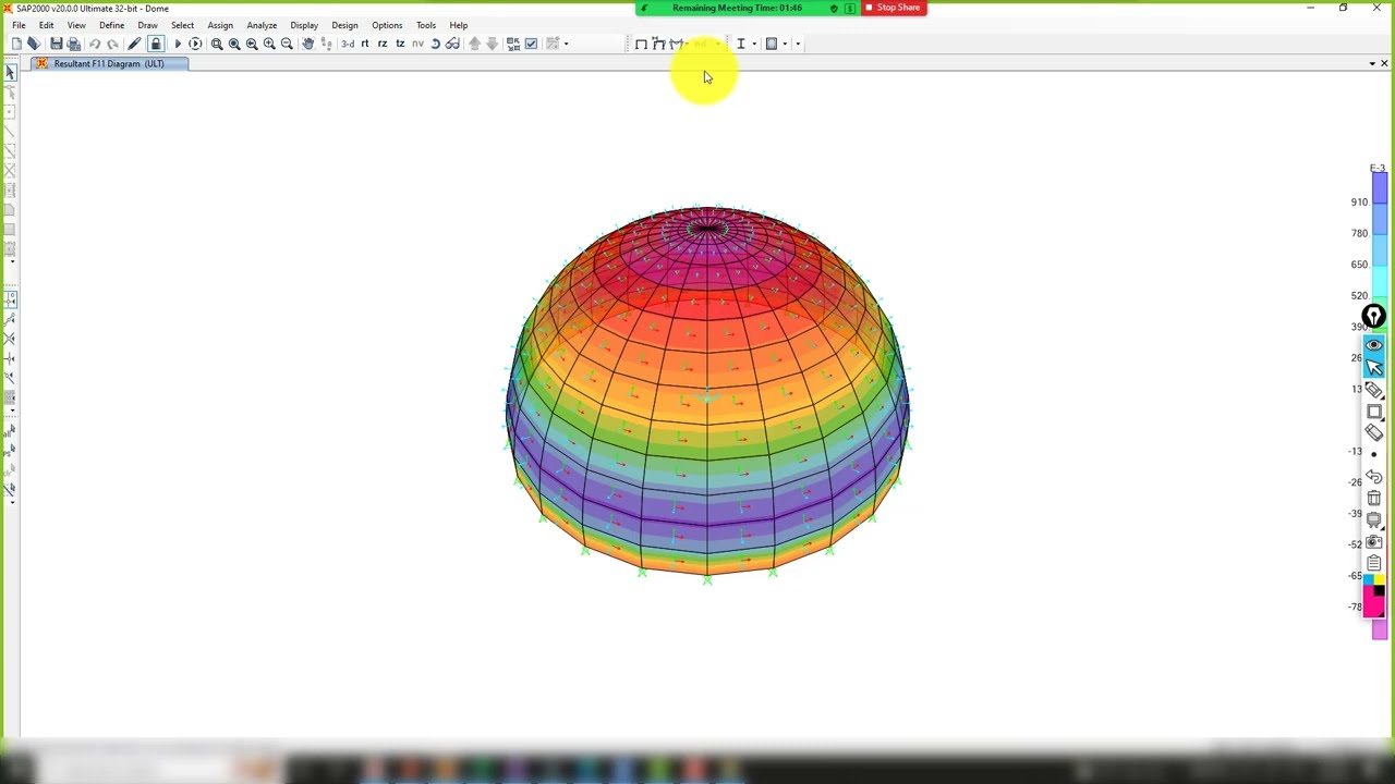 Design of Dome (Spherical shell-Surface of revolution) - تصميم و تسليح القبة مانويل و بالبرامج