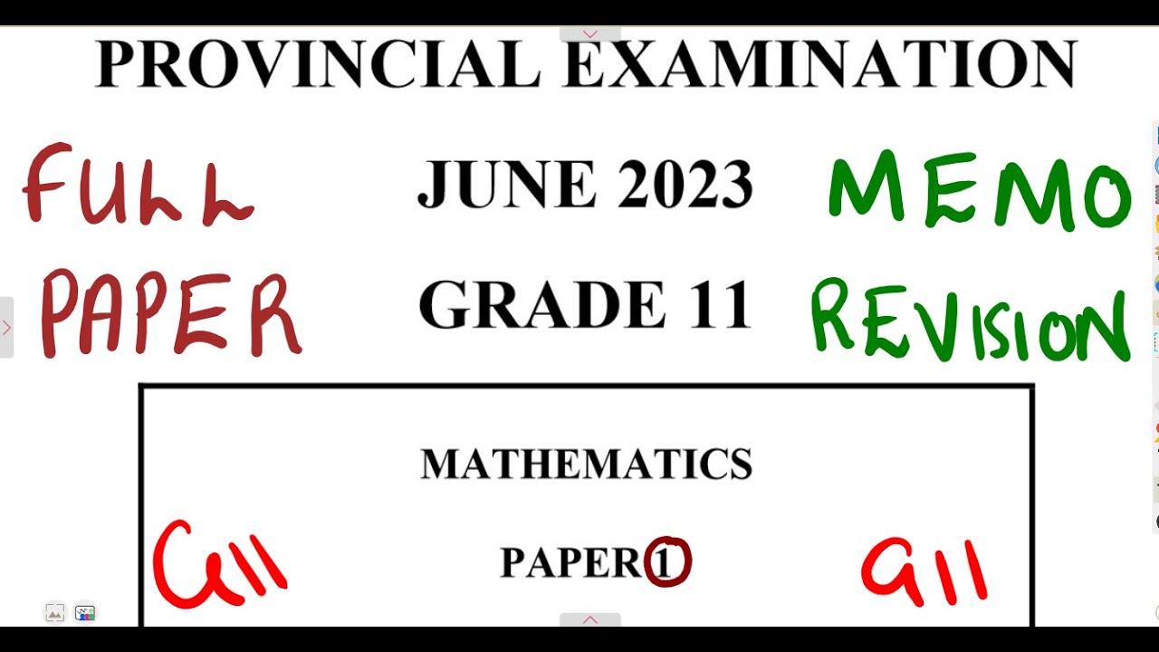 Mathematics Grade 11 JUNE 2023 PAPER 1 MEMO 