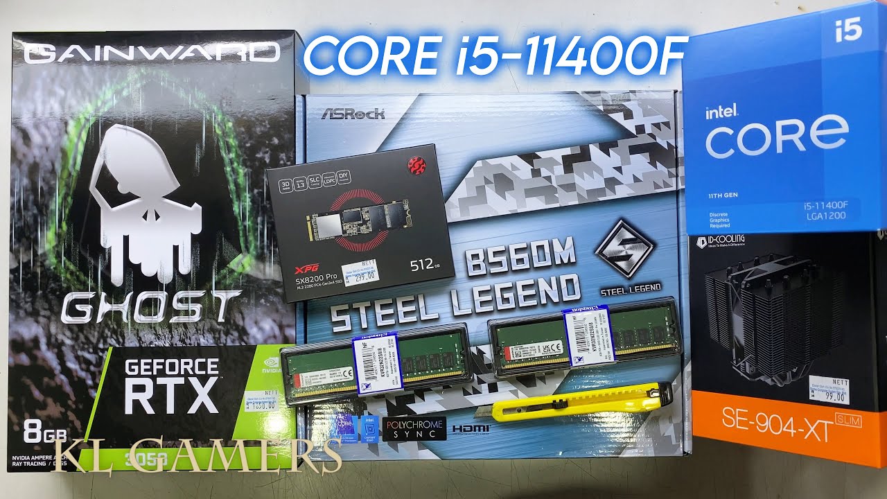 intel Core i5 11400F ASRock B560M STEEL LEGEND GAINWARD RTX3050 Montech Gaming PC Build Benchmark